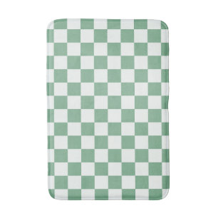 Acid green black checkerboard pattern bath mat