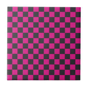 Acid green black checkerboard pattern ceramic tile
