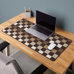 Acid green black checkerboard pattern desk mat