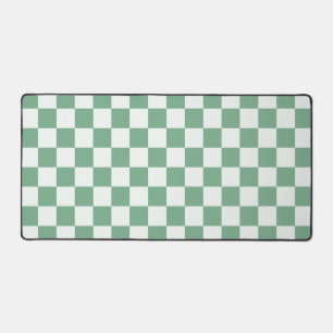 Acid green black checkerboard pattern desk mat