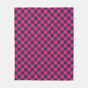 Acid green black checkerboard pattern fleece blank blanket