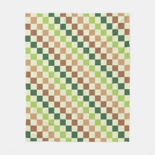 Acid green black checkerboard pattern fleece blank blanket
