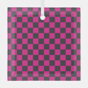 Acid green black checkerboard pattern glass orname ornament