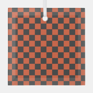 Acid green black checkerboard pattern glass orname ornament