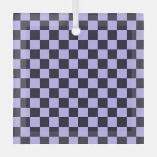 Acid green black checkerboard pattern glass orname ornament