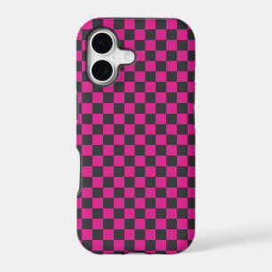 Acid green black checkerboard pattern iPhone case