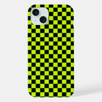 Acid green black checkerboard pattern