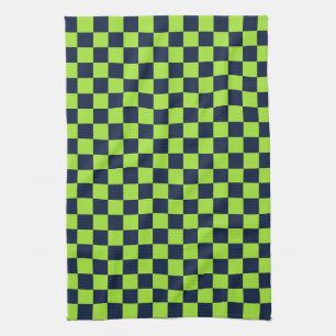 Acid green black checkerboard pattern kitchen towe towel