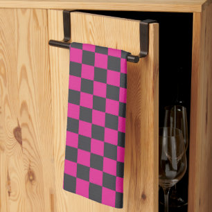 Acid green black checkerboard pattern kitchen towe towel