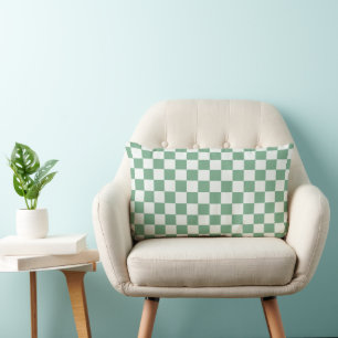 Acid green black checkerboard pattern lumbar pillo pillow