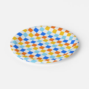 Acid green black checkerboard pattern paper plates