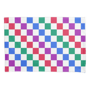 Acid green black checkerboard pattern pillow case