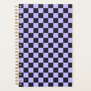 Acid green black checkerboard pattern planner