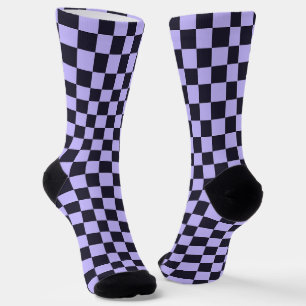 Acid green black checkerboard pattern socks