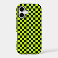 Acid green black chequerboard pattern