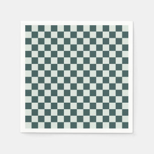 Acid green black chequerboard pattern napkins
