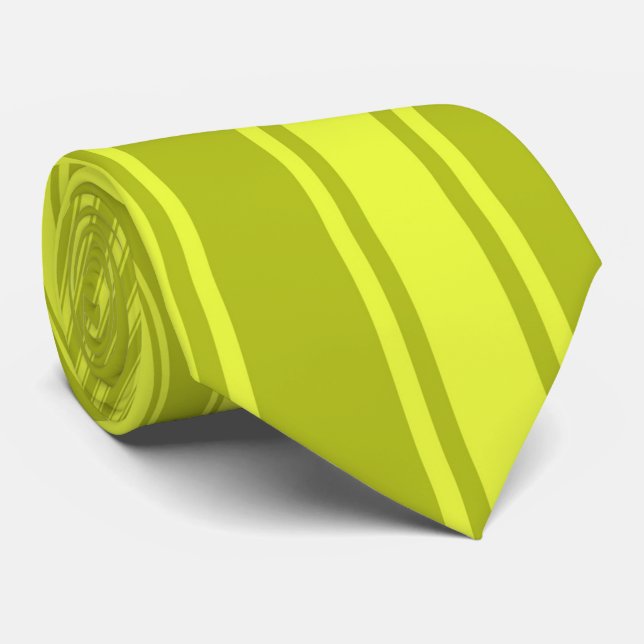 Acid green Colour Stripe Funky Pattern Tie (Rolled)