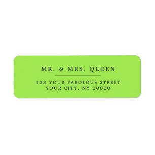 Acid Green Elegant Classic Simple Return Address