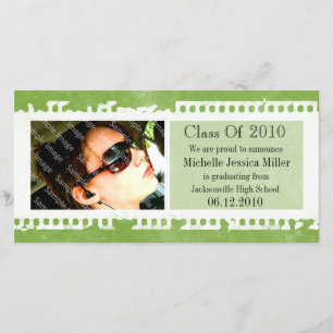 Acid Green Film Frame Grunge Graduation Photo Card