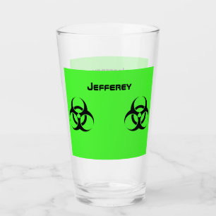 Acid Green Gift Biohazard Personalize Name Beer Glass