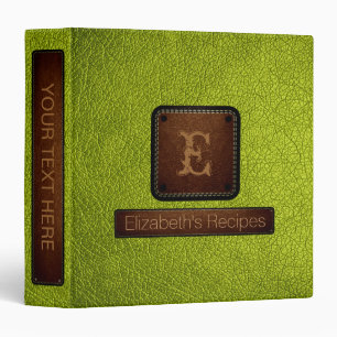 Acid green Leather Elegant Monogram Binder