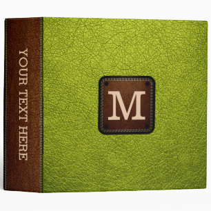 Acid Green Leather Look Monogram Binder