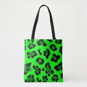 acid green leopard tote bag