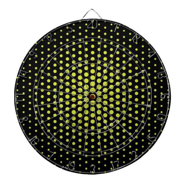 Acid Green Techno Dots Modern Black Dartboard (Front)