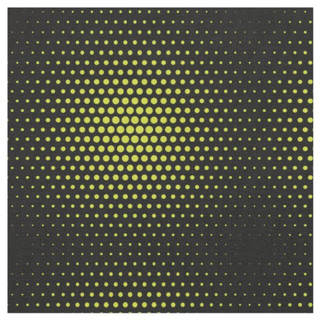 Acid Green Techno Dots Modern Black Fabric (Close Up)