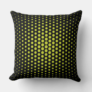Acid Green Techno Dots Modern Black Throw Pillow
