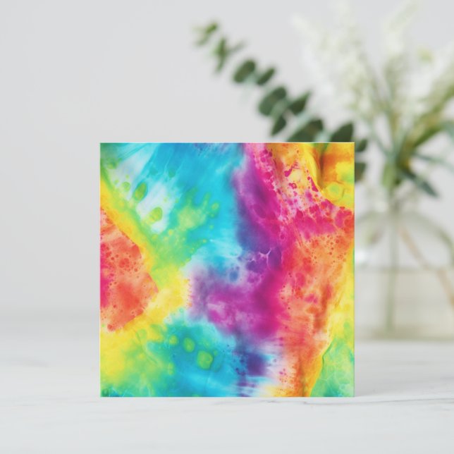 Acid neon rainbow tie dye card (Standing Front)