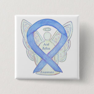 Acid Reflux Awareness Periwinkle Ribbon Angel Pins