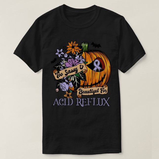 Acid Reflux Awareness retro halloween scary pumpki T-Shirt (Design Front)