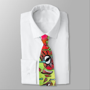 Acid Trip Eerie Eyeball Monster Drip Paint Neon Tie