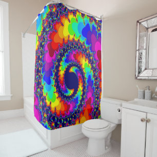 Acid Trip Rainbow Spiral Custom Shower Curtain