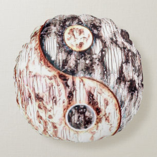 Acid Trip Yin Yang Artisan Round Pillow
