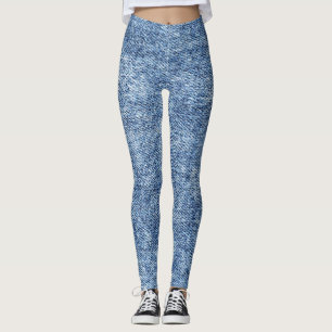 Acid wash blue denim, close-up texture. leggings