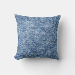 Acid wash blue denim, close-up texture. throw pillow