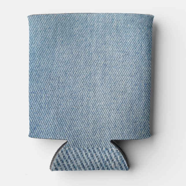 Acid wash blue jeans, denim texture. can cooler (Front)