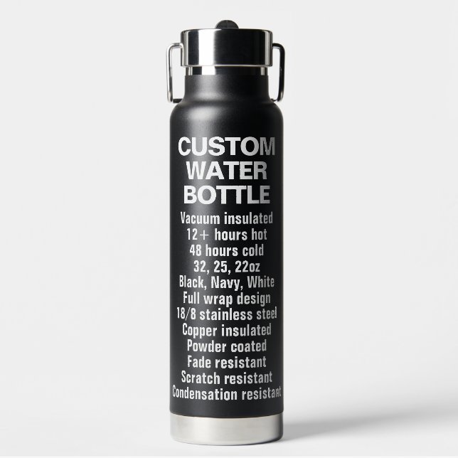Acier isolé et bouteille de cuivre 25oz NOIR (Salle de sport)