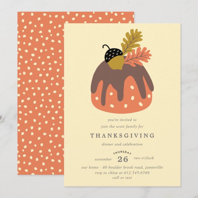 Acorn and Leaf Thanksgiving Dinner Invitation (Front/Back)