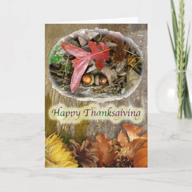 Acorn and Oak Leaf Thanksgiving Card (Front)