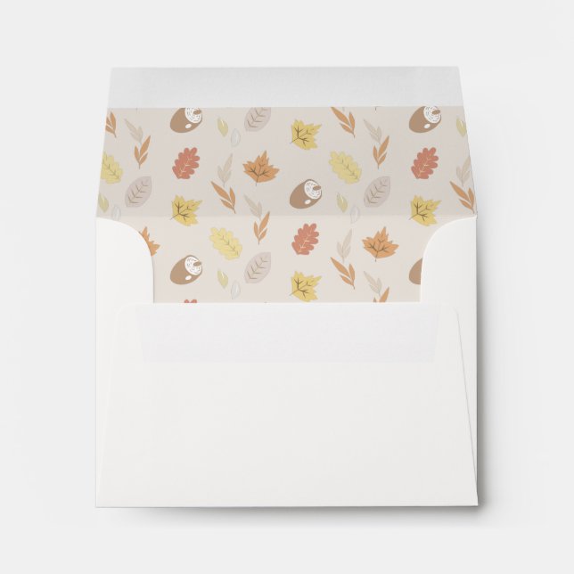 Acorn & Autumn Leaf Pattern Cream Envelope (Back (Bottom))