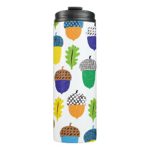 Acorn Autumn: Vintage Leafy Pattern. Thermal Tumbler