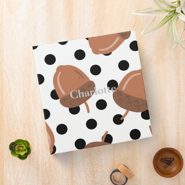 Acorn Black Dots Autumn Y2K Pattern  Binder (In Situ)