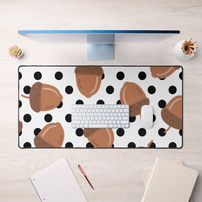 Acorn Black Dots Autumn Y2K Pattern  Desk Mat (Office 1)