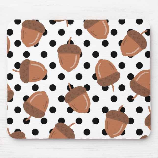 Acorn Black Dots Autumn Y2K Pattern  Mouse Pad (Front)