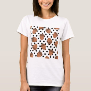 Acorn Black Dots Autumn Y2K Pattern  T-Shirt
