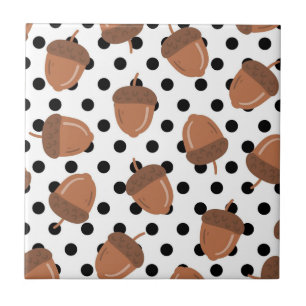 Acorn Black Dots Autumn Y2K Pattern  Tile