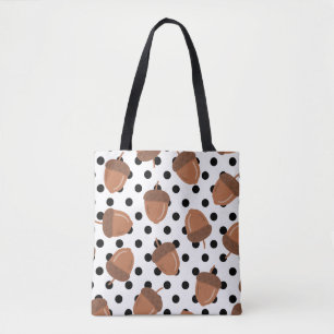Acorn Black Dots Autumn Y2K Pattern  Tote Bag